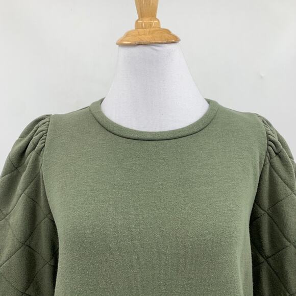 Evereve Sweatshirt Womens XS Extra Small Ivy Ribbed Quilted Puff Sleeve Pullover - Picture 4 of 13